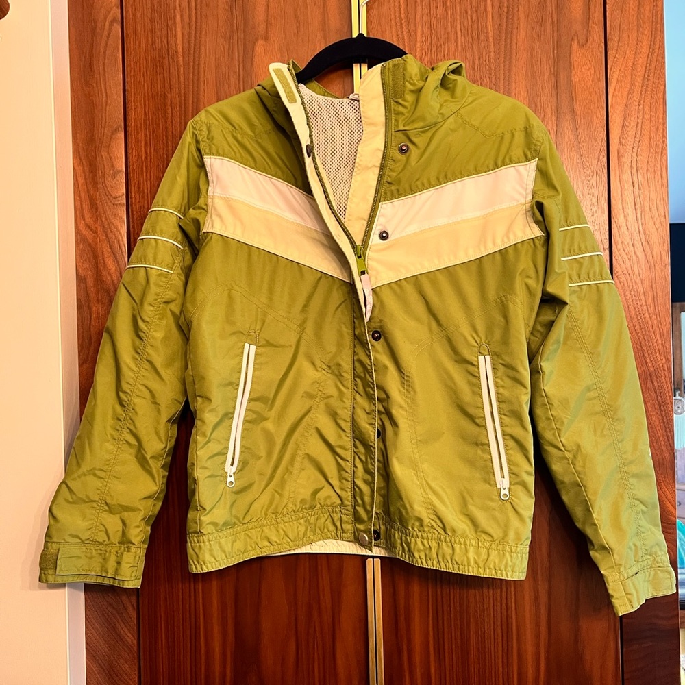 Columbia youth hooded rain coat size 10 / 12 retro green color